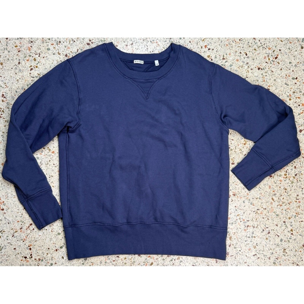 Wythe Men's Crewneck Faded Blue‎ Long Sleeve Sweatshirt Size Medium
